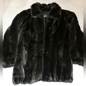Dennis Basso black Faux Fur coat, lined, size medium